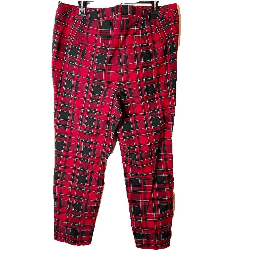 LANE BRYANT Slim Ankle 4 Season Pant Stretch Red Tartan Plaid SZ 16 Mid Rise - Picture 4 of 8